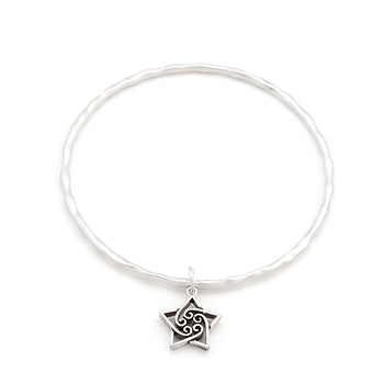 Solitaire Twirling Star Charm Bangle