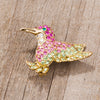 Multicolor Pink Humming Bird Brooch With Crystals