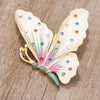 Multicolor Gold Tone Butterfly Brooch With Crystals