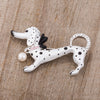 White Dachshund Brooch With Crystals