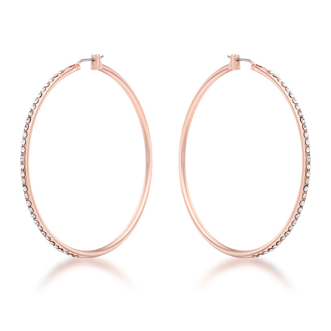 Large Rosegold Hoop Earrings with Crystals