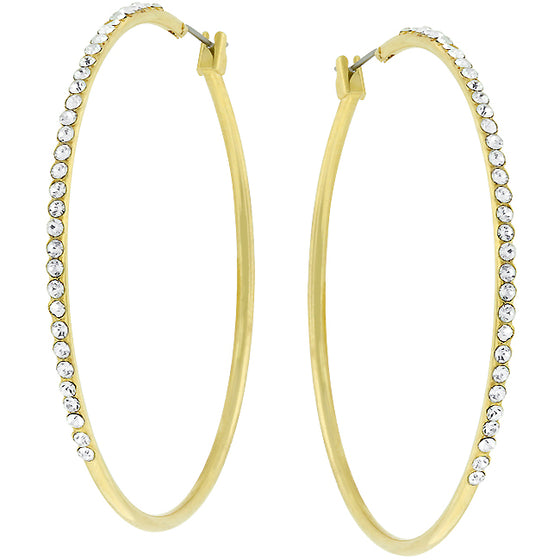 2 Inch Gold Crystal Hoop Earrings