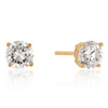 6mm New Sterling Round Cut Cubic Zirconia Studs Gold
