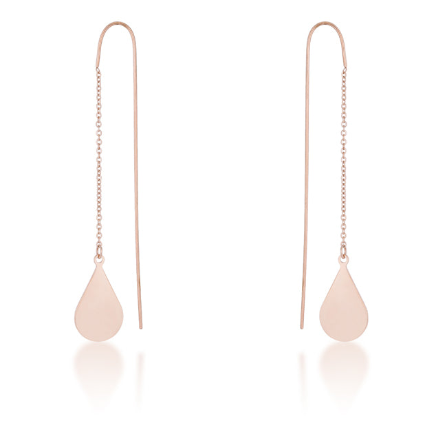 Chloe Rose Gold Stainless Steel Teardrop Threaded Drop Earrings