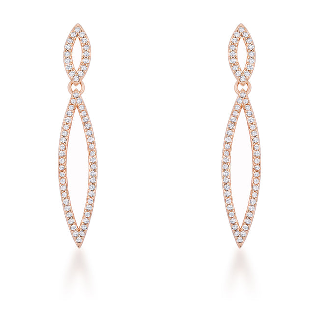 Sara 1.2ct CZ Rose Gold Delicate Double Teardrop Drop Earrings