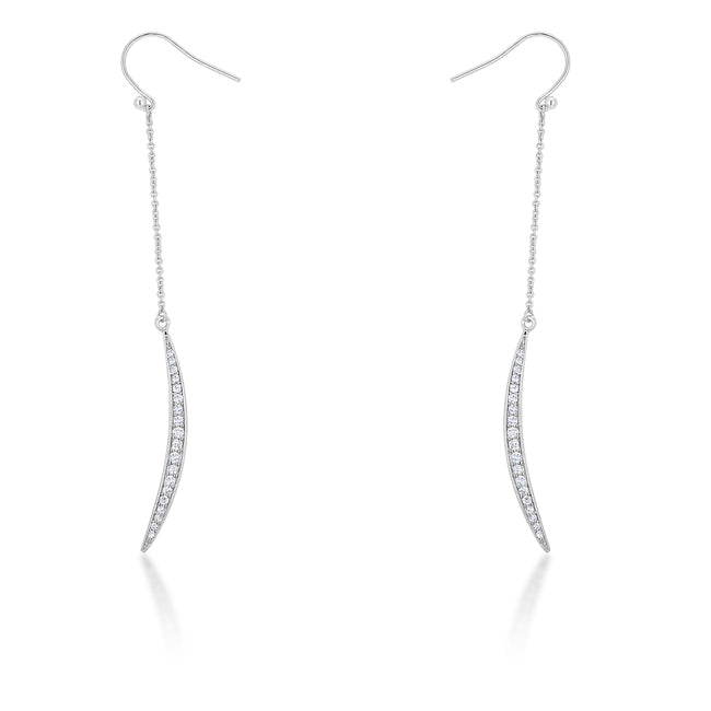 Luna 0.5ct CZ White Gold Rhodium Delicate Moon Drop Earrings