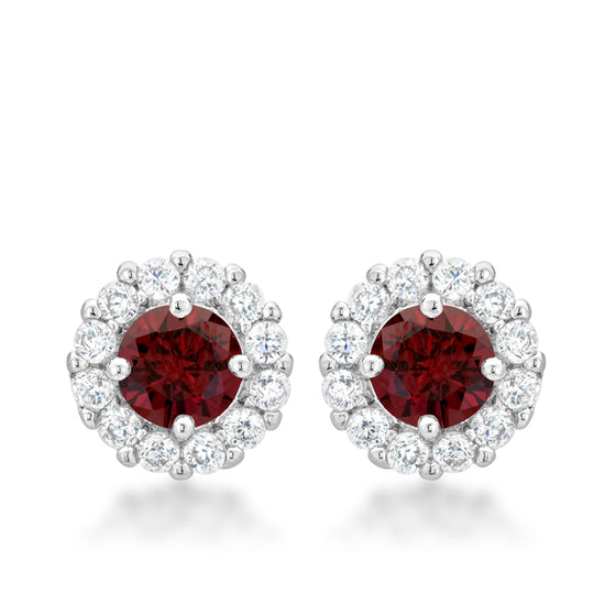 Bella Bridal Earrings in Garnet Red