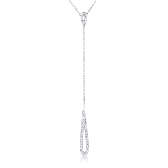 Chrisette 0.4ct CZ White Gold Rhodium Classic Drop Lariat Necklace