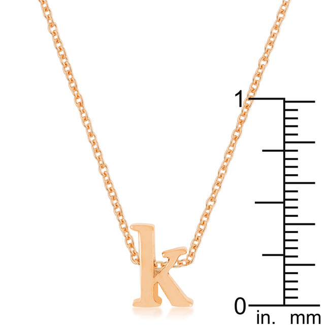 Rosegold Finish Initial K Pendant