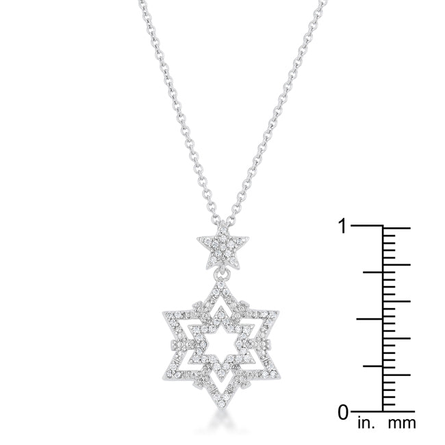 Stella 0.3ct CZ White Gold Rhodium Star Drop Necklace
