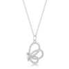 Whimsical Rhodium CZ Butterfly Pendant and Necklace