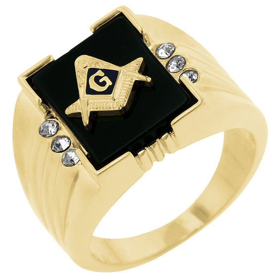 Onyx Masonic Mens Ring