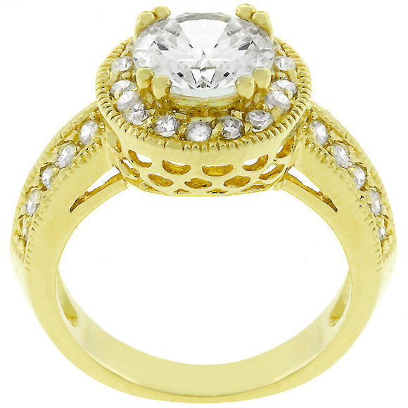 Pave Halo Vintage Crown Ring