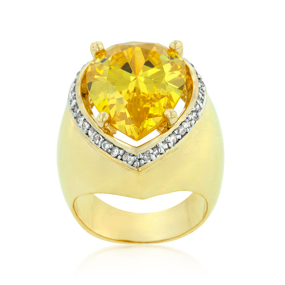 Yellow Pear Cubic Zirconia Cocktail Ring