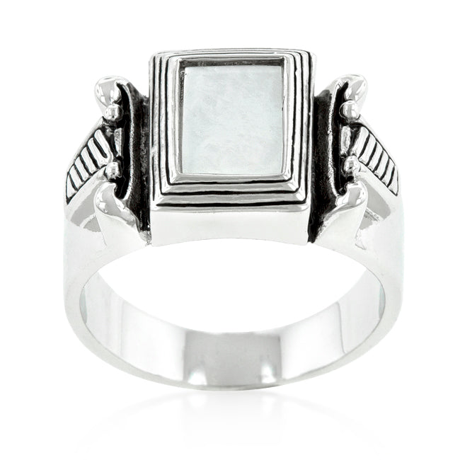 White Cats Eye Cocktail Ring