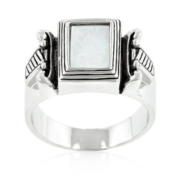 White Cats Eye Cocktail Ring