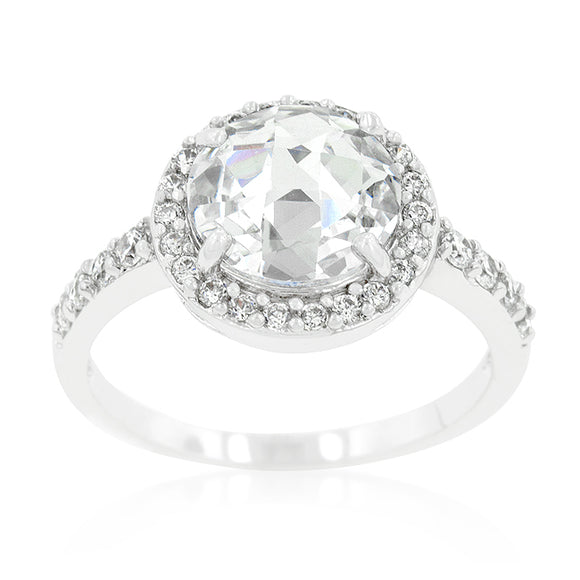 Halo Style Faceted Engagement Ring